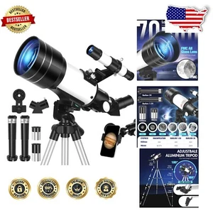 70mm Portable Refractor Telescope with Adjustable Tripod & Phone Adapter - Picture 1 of 9