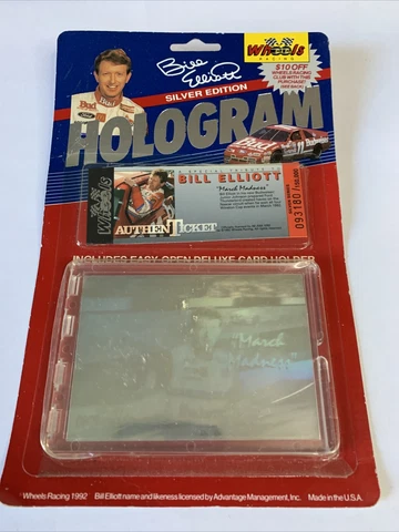 Bill Elliott 1992 Silver Edition Hologram Card Limited Numbered Ticket Cover