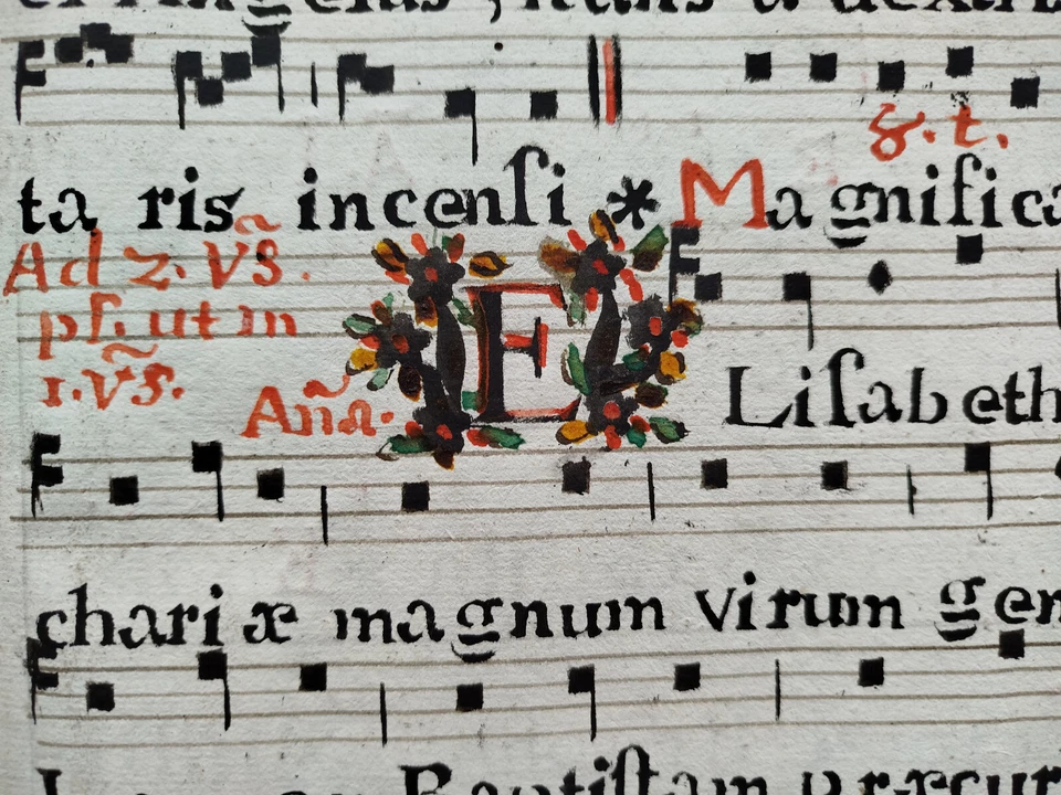 Decorative Original Manuscript Leaf Antiphonary (235) - 1700 - Image 1 of 3