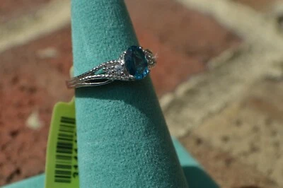 1.30ct London Blue Topaz / Zircon Ring Platinum over Sterling Silver Size 6 - Image 1 of 2