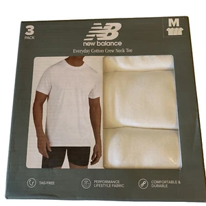 New Balance White Crew Neck Tee Shirt 3 in Package New in Package Men's M - Picture 1 of 2