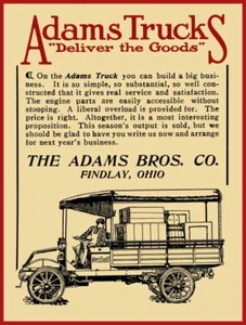 1911 Adams Bros. Co. NEW Metal Sign: Adams Trucks Deliver the Goods; Findlay, OH - Picture 1 of 1