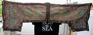 Vintage schwarz Hmong Hill Stamm Handarbeit Baumwolle und Seide Hemd Panel - Bild 1 von 2