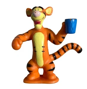 Disney Tigger Figurine With Blue Cup Orange & Yellow Collectible Plastic Toy Fig - Picture 1 of 10