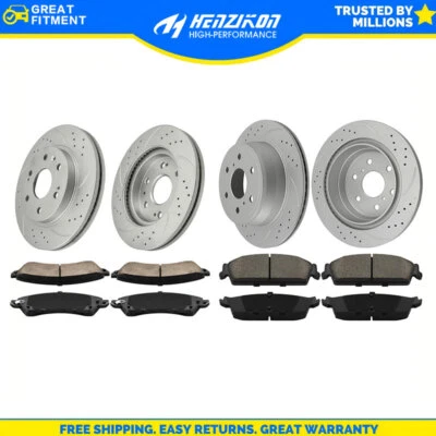 Front & Rear Drilled Rotors Brake Pads for Chevrolet Avalanche Cadillac Escalade - Image 1 of 3