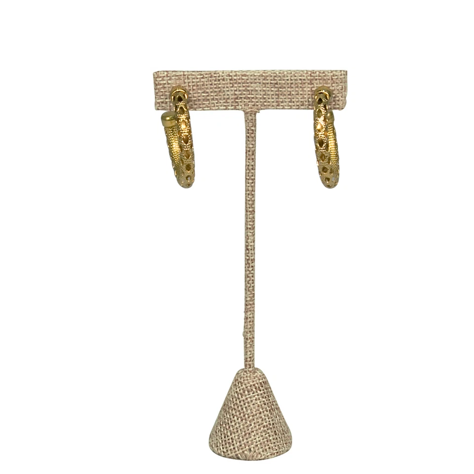 Neuxi Burlap Linen T Shape Earring Jewelry Accessory Display Stand - Imagem 1 de 1