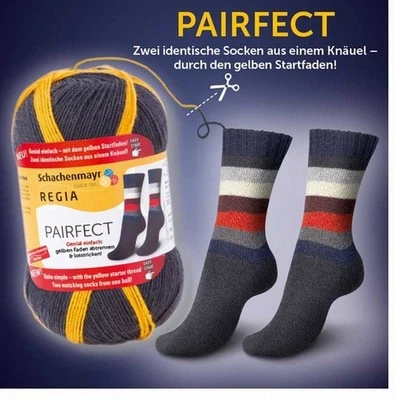 SCHACHENMAYR REGIA REGIA Sockenwolle PAIRFECT 100g mit gelbem Startfaden Weltneuheit