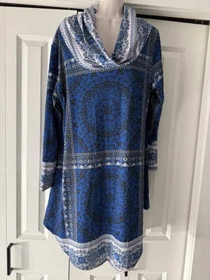 Vestido Azalea By Firmiana Azul Colbalto Capucha Cuello Hasta la Rodilla XL Foto 1 de 4