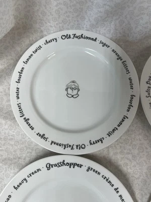 Pottery Barn Bar Lingo 8” Platos Bebidas Mezcladas Cócteles ¡Juego de 8 Platos!!🍸 Foto 1 de 4