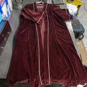 Christian Dior Monsieur Velvet Maroon Red Belted Robe 1 Size VTG (Missing belt) - Picture 1 of 3