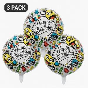 Emoji Happy Birthday Balloons 3 Pack Party Decor balloons - Picture 1 of 2