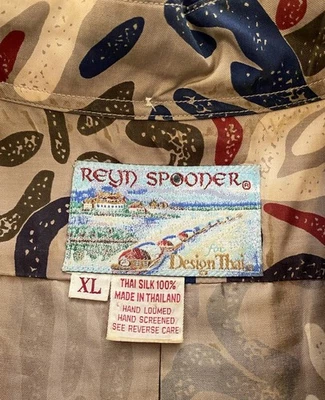 Camisa Hawaiana 100% Seda Tailandesa Diseño Cuchara Reyn Spooner De Colección Años 80 XL Telar a Mano Foto 1 de 4