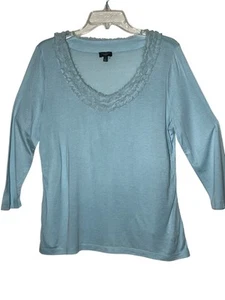 Talbots Damen Petites Large hellblau Rundhalsausschnitt 1/2 Ärmel Modal/Seide LW - Bild 1 von 16