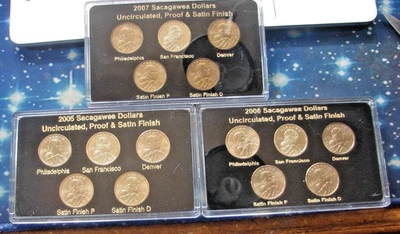 15--Sacagawea Native American Dollars Proof & Satin Finish--2005=2006=2007 - Image 1 of 2