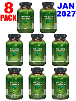 8x Irwin Naturals cardo mariano desintoxicación hepática 60 cápsulas blandas líquidas cada 8 botellas Foto 1 de 4