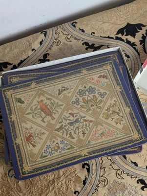 Vtg Pimpernel' Embroidery 'placemats with a bird and butterfly botanical - Image 1 of 4