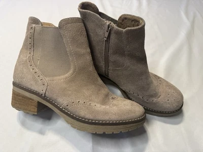 Botas Chelsea Femininas White Mountain 7.5 Couro Camurça Marrom Salto Bloco Zíper Lateral - Imagem 1 de 4