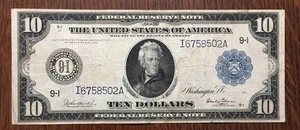 1914 $10 Federal Reserve Note FR 937 *INSANELY RARE MINNEAPOLIS GLASS SIGNATURE* - Picture 1 of 2