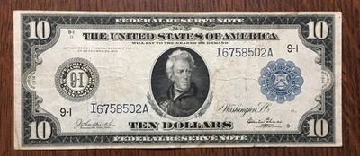 1914 $10 Federal Reserve Note FR 937 *INSANELY RARE MINNEAPOLIS GLASS SIGNATURE* - Image 1 of 2
