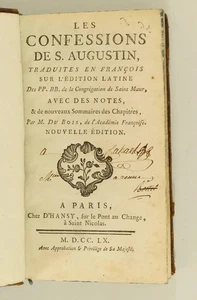 Les confessions de Saint Augustin, traduites par Du Bois - 1760 - Picture 1 of 1