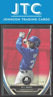 2013 Bowman Platinum D.J. Davis Chrome Red Refractors Toronto Blue Jays #21/25 - Image 1 of 2