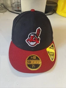 Cleveland Indians Cap Hat New Era Adult Mens Fitted Size 7 1/4 Chief Wahoo !New! - Picture 1 of 2