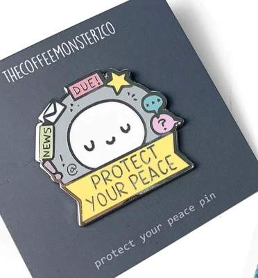 NEW The Coffee Monsterz Co TCMC Protect Your Peace Emoti Enamel Pin - Image 1 of 2
