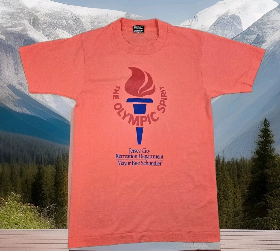 Футболка женская Olympic Spirit размер S оранжевая винтажная Fruit Of The Loom лучшая сделано в США - Изображение 1 из 4