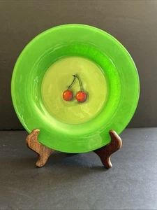 Dibbern Kristina Germany Green Cherry Glass 8 1/8" Salad Plate Hand Made - Picture 1 of 23