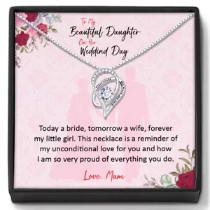 To My Daughter On Her Wedding Day Personalised Silver Necklace Wedding Gifts - Picture 1 of 12