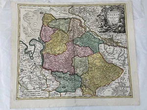 1720 Antique Map of Lower Saxony, Ducatus Bremae et Ferdae by Johann Homann - Picture 1 of 11