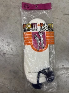 VTG Socks 80s Golf Ladies Acrylic USA Low Cut 70's Ankle Poms Green NOS 8 1/2-11 - Picture 1 of 5