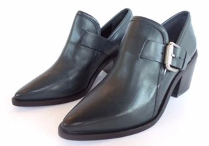 100% Leather NEW AllSaints Women's Jessie Block Heel Shoes Dark Blue New in Box  - Picture 1 of 9