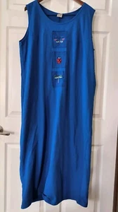 Cactus California Blue Embroidery Cotton Maxi Dress Size XL - Picture 1 of 7