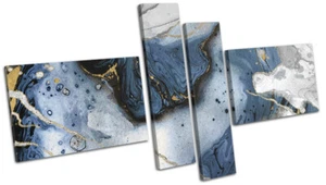 Marble Modern Navy Gold Grey Abstract MULTI CANVAS WALL ART Picture Print - Picture 1 of 1