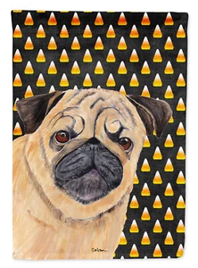 Pug Candy Corn Halloween Portrait Flag Garden Size SC9181GF - Picture 1 of 3