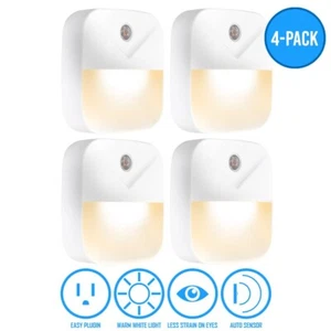 Plug-In Night Light LED Dusk to Dawn Activated Bathroom Kitchen Hallway 4-Pack - Picture 1 of 7