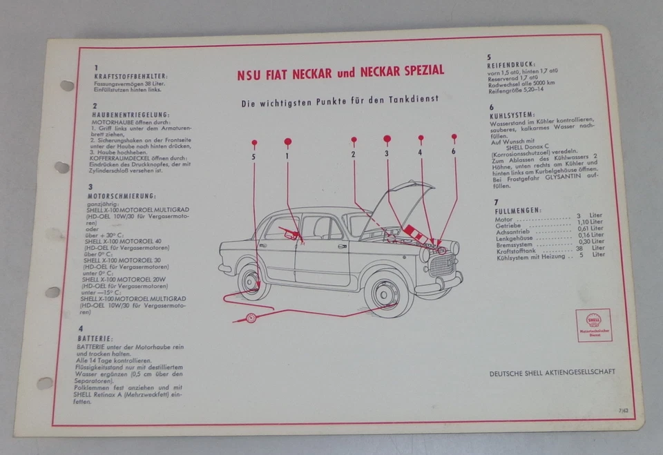 Shell Lubrificazione Per NSU Fiat Neckar/Neckar Speciale Stand 07/1962 - Immagine 1 di 1