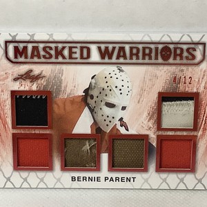 2018 Leaf Masked Warriors Bernie Parent Game Used Six Patch 4/12 Flyers