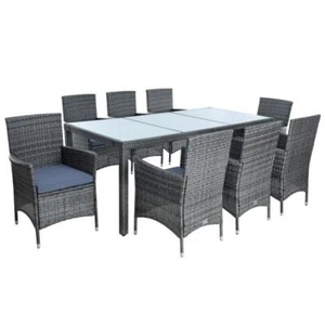 Polyrattan Sitzgruppe Gartenmöbel Set für 8 Personen Rattan Gartenset Anthrazit - Bild 1 von 12