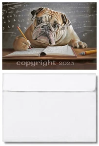 English Bulldog School Teacher Greeting Card hand-crafted - Picture 1 of 1