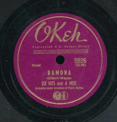 78tk-vocal grp-OKEH-5926-Six Hits & a Miss-(Ramona/The Karlstad Ball) - Image 1 of 2