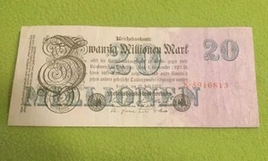 Paper Money ~ 1923 ~ Germany ~ Radar Note ~ 20,000,000  Million - Picture 1 of 6