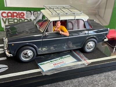 CLC 1/18 Fiat 1100D 1981 movie version with doll Mimmo car model black and white - Image 1 of 4