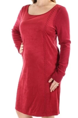 INC International Concepts Petite/Plus Mixed-Media Sheath Dress, Red/Black - Image 1 of 3