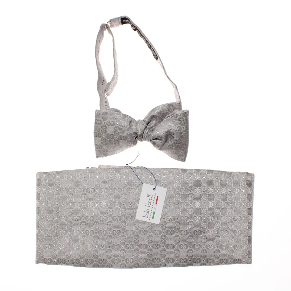 Juego de fajarita y pajarita Italo Ferretti con estampado nuevo con etiquetas en plata grisácea Foto 1 de 4