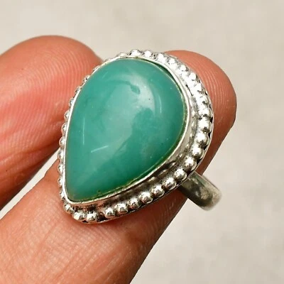 Anillo de joyería de plata esterlina 925 con piedras preciosas de ónix verde ... - Imagen 1 de 4