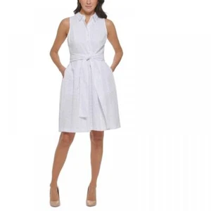 New $139 Tommy Hilfiger Women's Short Sleeveless Fit & Flare Dress A3741 - Picture 1 of 20