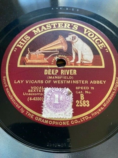 1927 LAY VICARS OF WESTMINSTER ABBEY 10" 78 DEEP RIVER / HEAV'N I GOT A ROBE HMV - Image 1 of 1