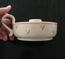 Vintage Candle Holder 1985 Made Exclusive For Teleflora Inc Pink Tulip Handled